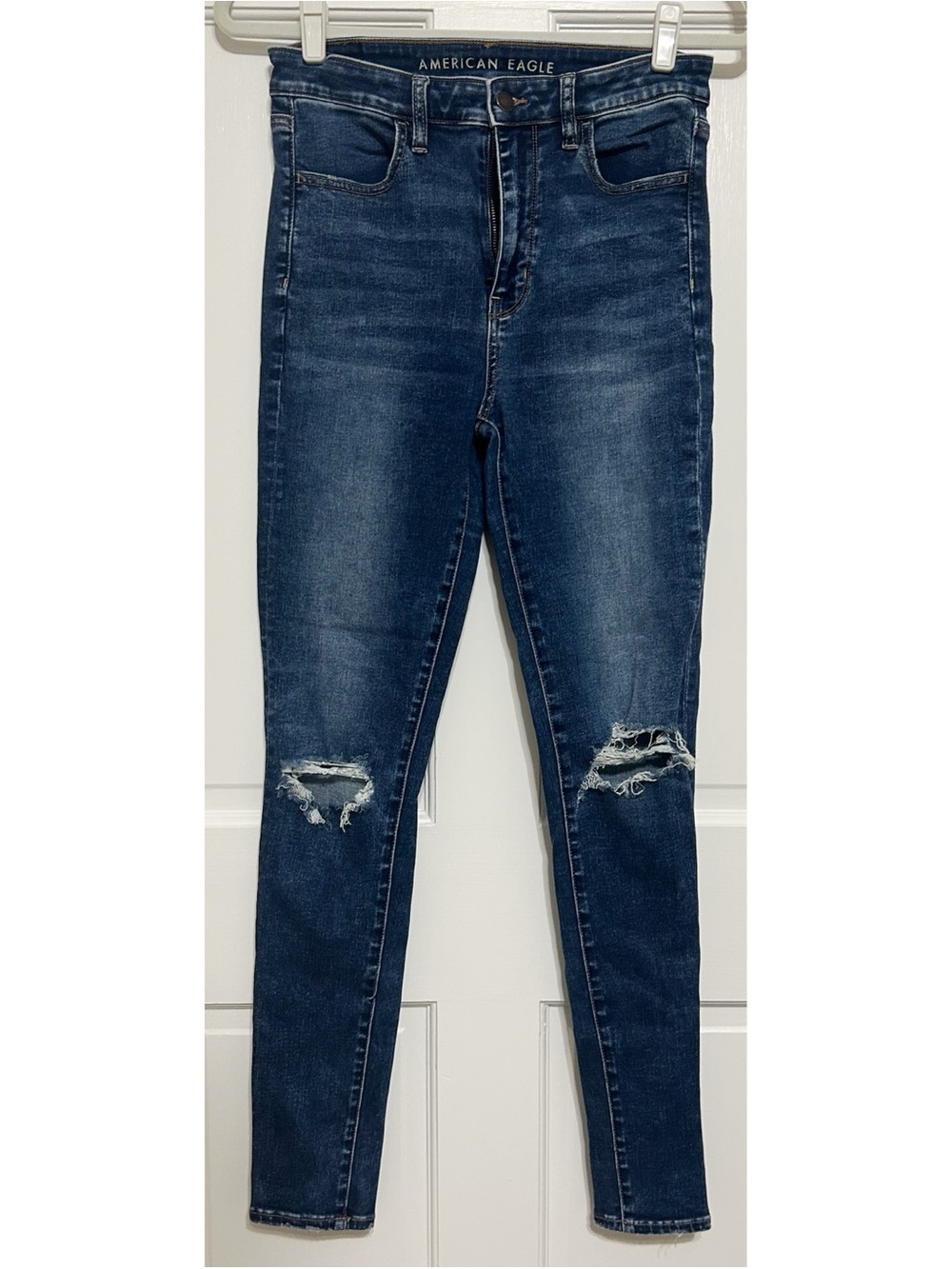 American Eagle Outfitters Dark Blue super High-Rise Jegging Distressed